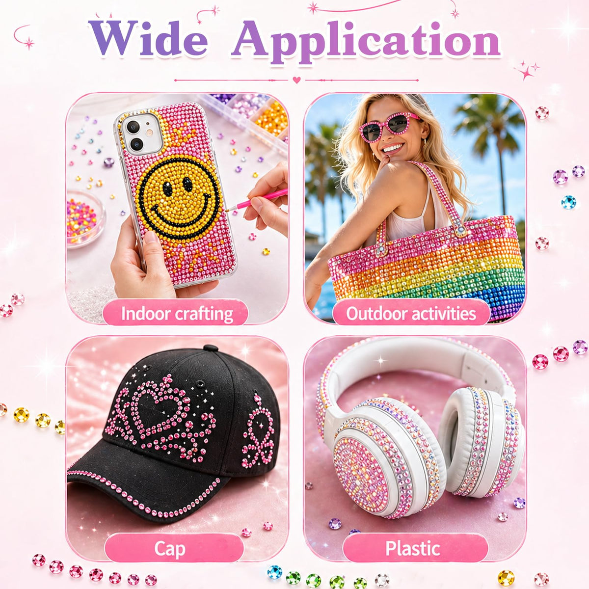 Generic nail-art scene with rhinestones in place showcasing brand fine-detail use