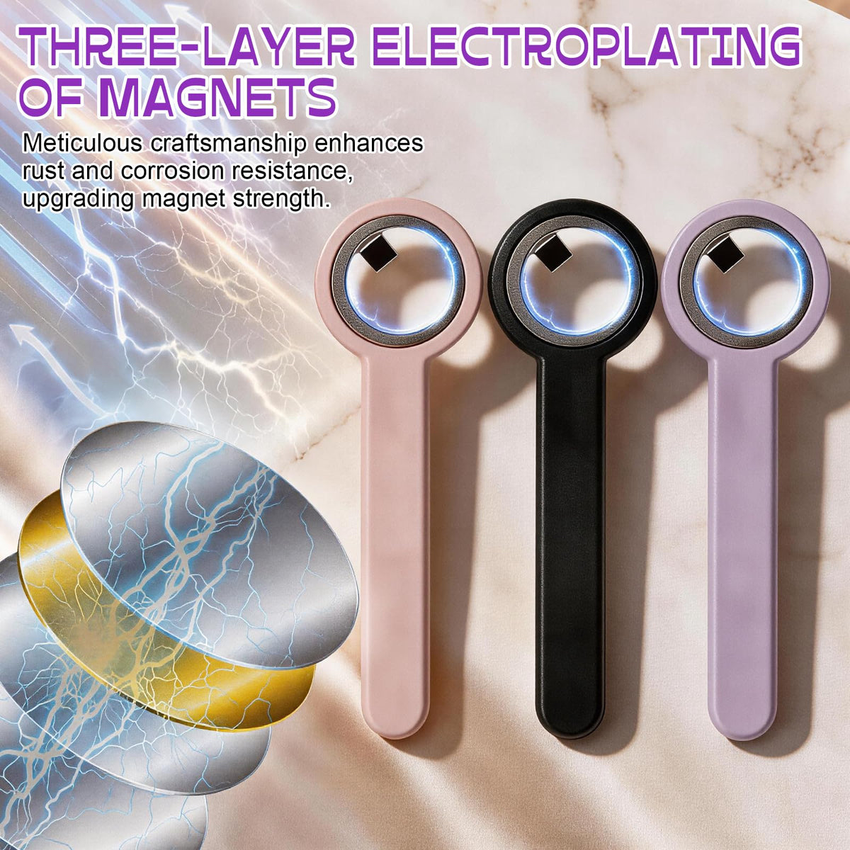 Generic magnet held above painted nail showing precise cat-eye effect