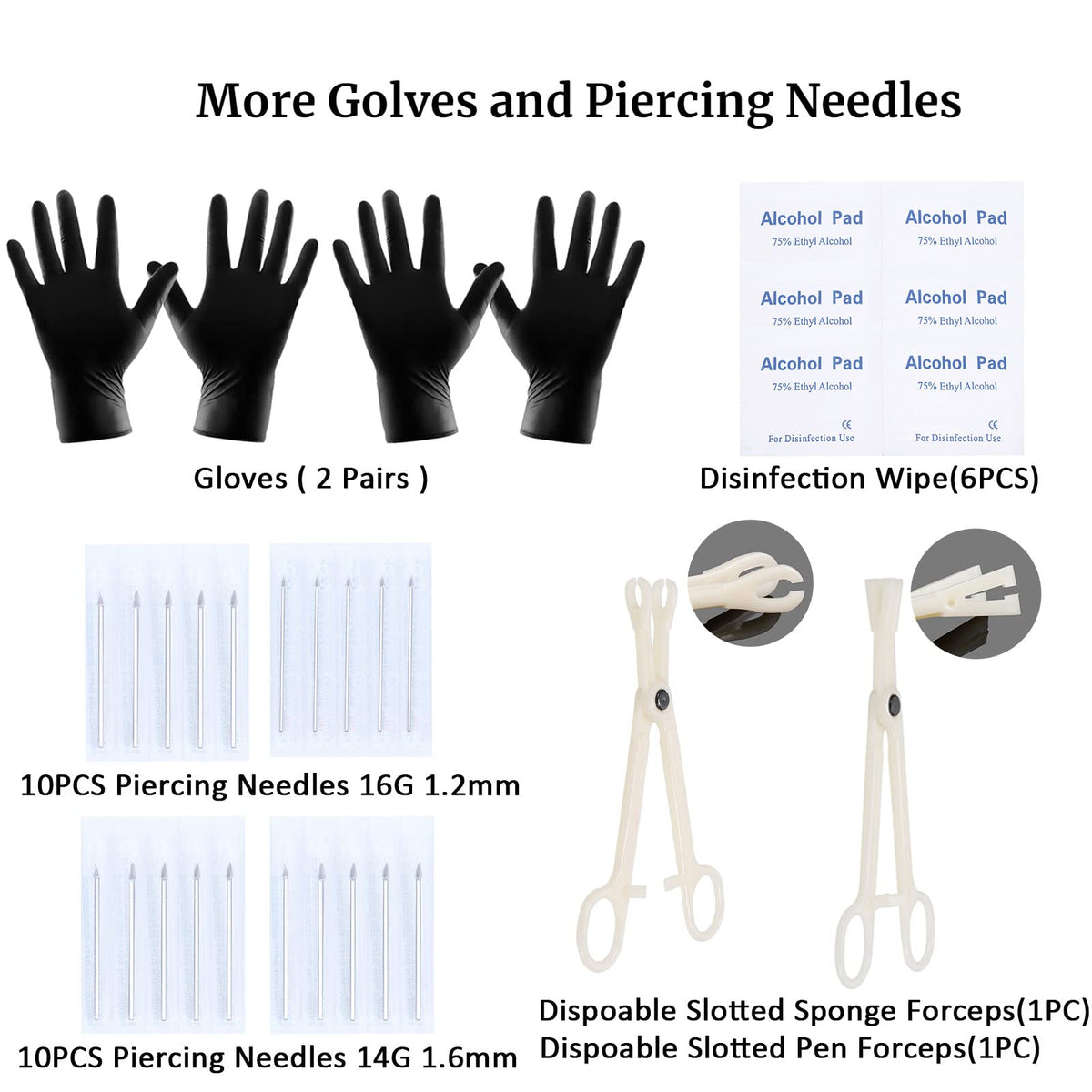 Generic needles and gloves sterile layout highlighting hygiene and safety