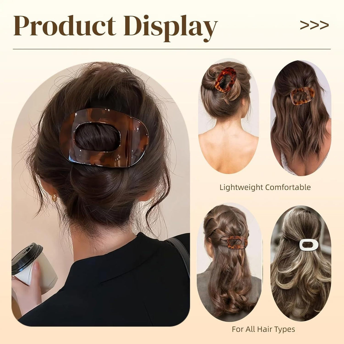 Generic model with long hair using clip to hold hair back for tidy styling
