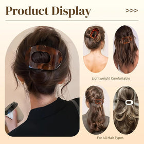 Generic model with long hair using clip to hold hair back for tidy styling