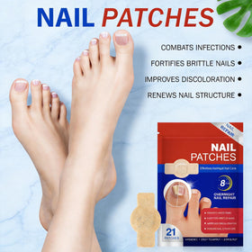 Generic patch applied on a toenail demonstrating comfortable overnight wear and discreet protection