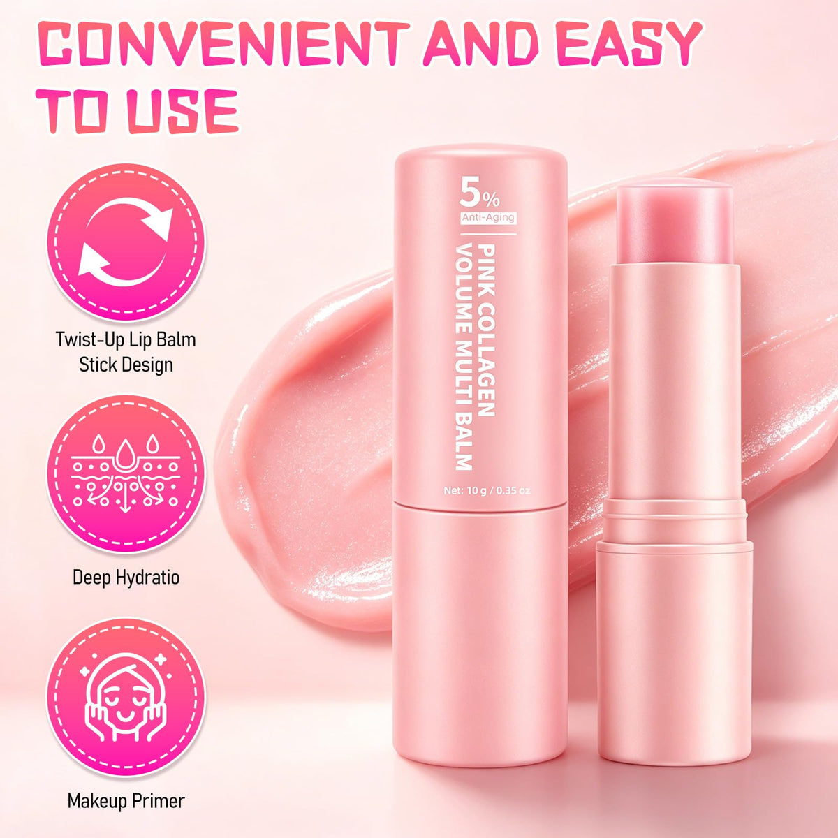 Generic PDRN lip plumping use illustrating fuller, hydrated lips