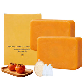 Generic persimmon soap front packaging showing two bars and benefits