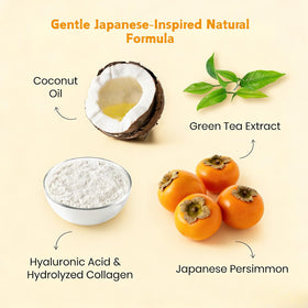 Generic persimmon soap loofah pad detail offering gentle exfoliation benefit