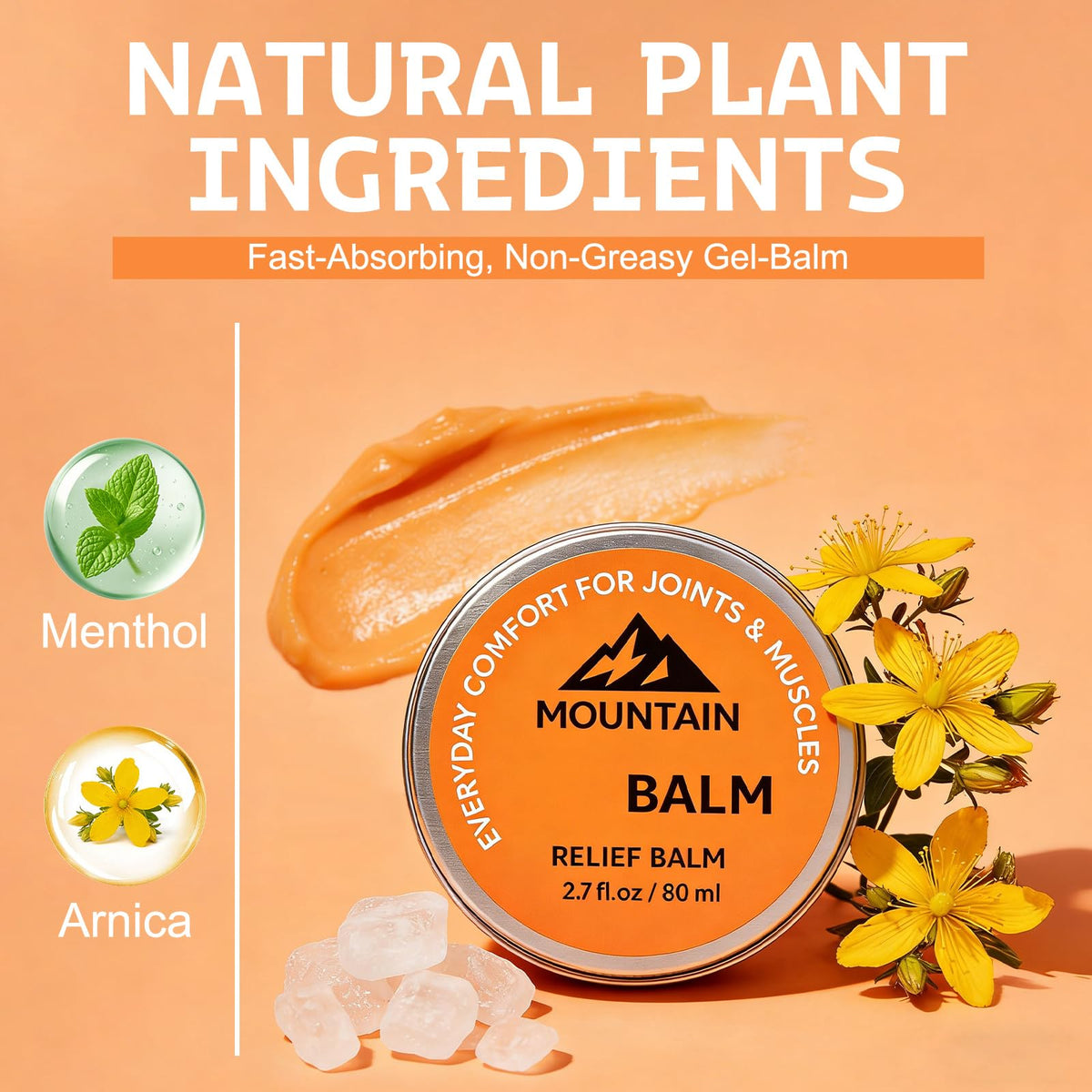Generic relief balm being applied to knee, brand visible and targeted soothing benefit