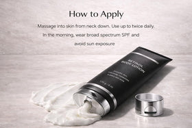 Generic retinol body lotion jar beside ceramides and shea butter ingredients