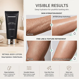 Generic retinol body lotion held in hand showing size and travel-friendly convenience