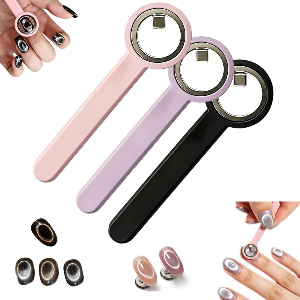 Generic ring-shaped cat eye magnet front view showing compact design and portability benefit