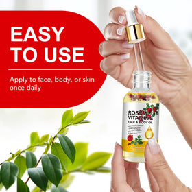 Generic rose bottle beside a ruler for scale showing 2 fl oz size benefit