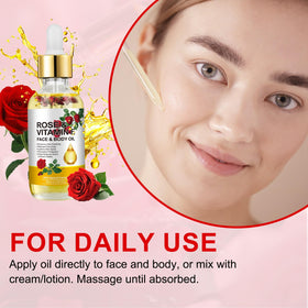 Generic rose oil dropper releasing a drop, demonstrating precise application benefit