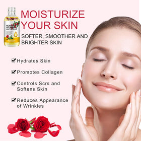 Generic rose oil massaged into hands and cuticles showing softening benefit