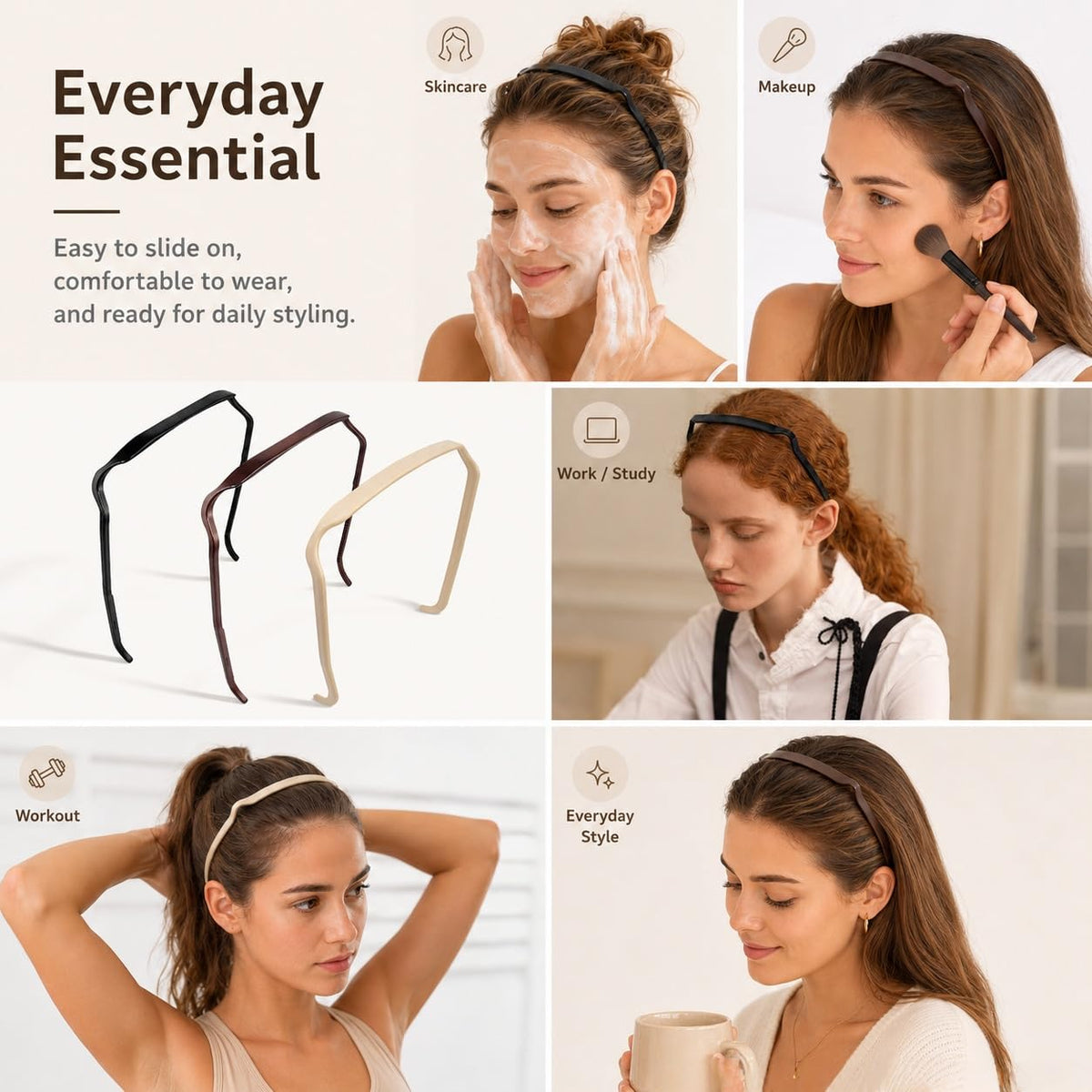 Generic size comparison with hand holding headband to show large fit and scale benefit