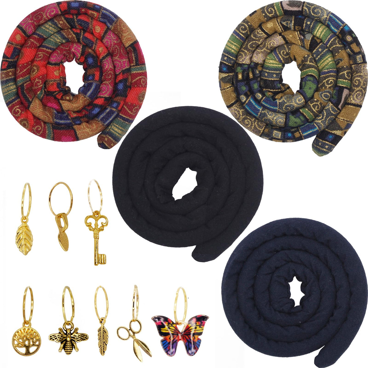 Generic spiral lock front packaging showing colorful ties and accessories for easy styling