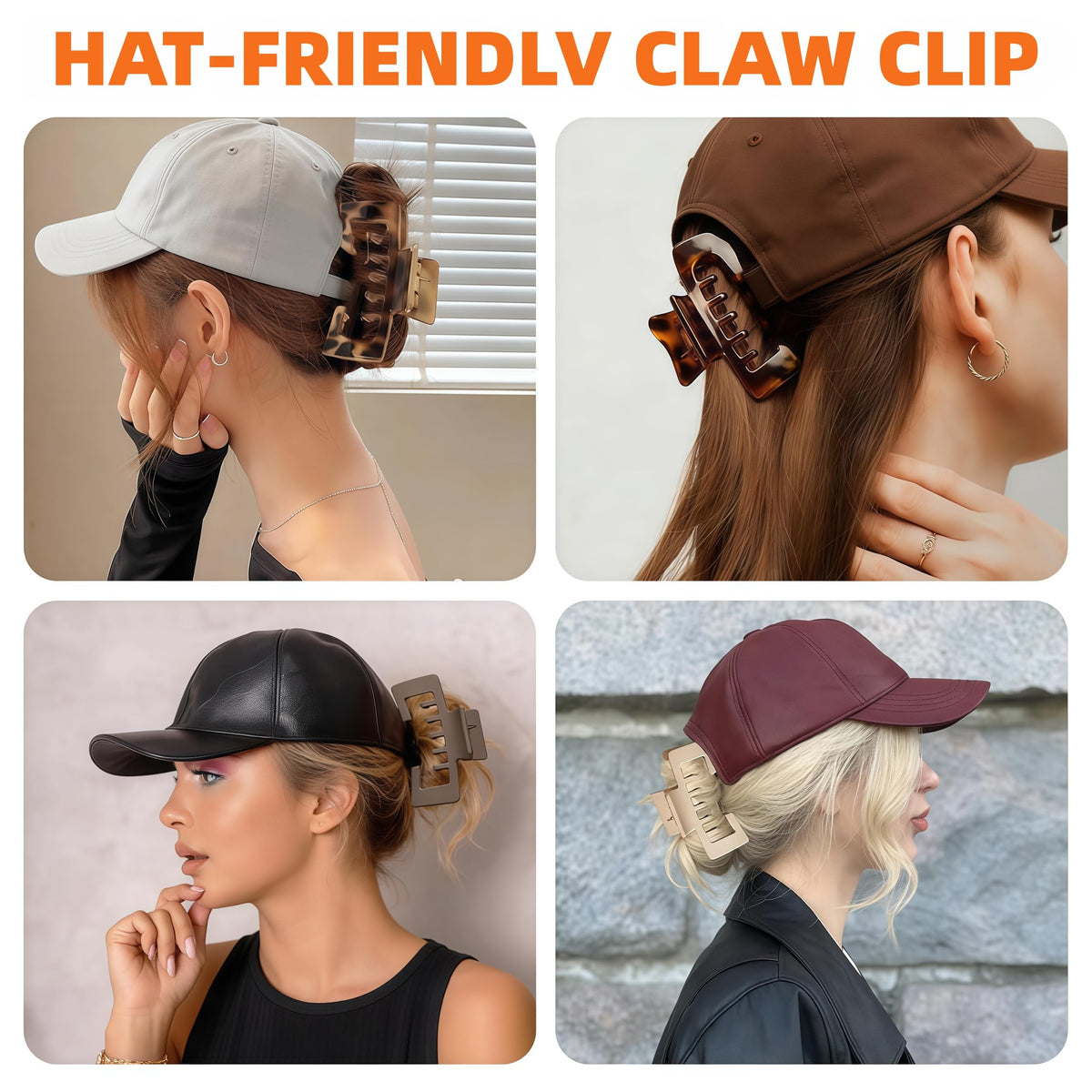 Generic half-up hairstyle under trucker hat using clip, Generic quick stylish hair control