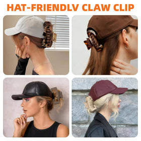 Generic half-up hairstyle under trucker hat using clip, Generic quick stylish hair control
