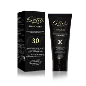 Generic front packaging showing SPF 30 and no white cast benefit