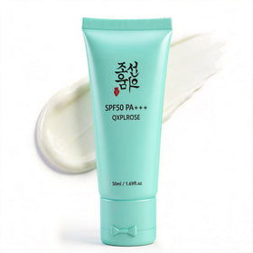 Generic sunscreen front packaging showing SPF 50+ protection and benefits