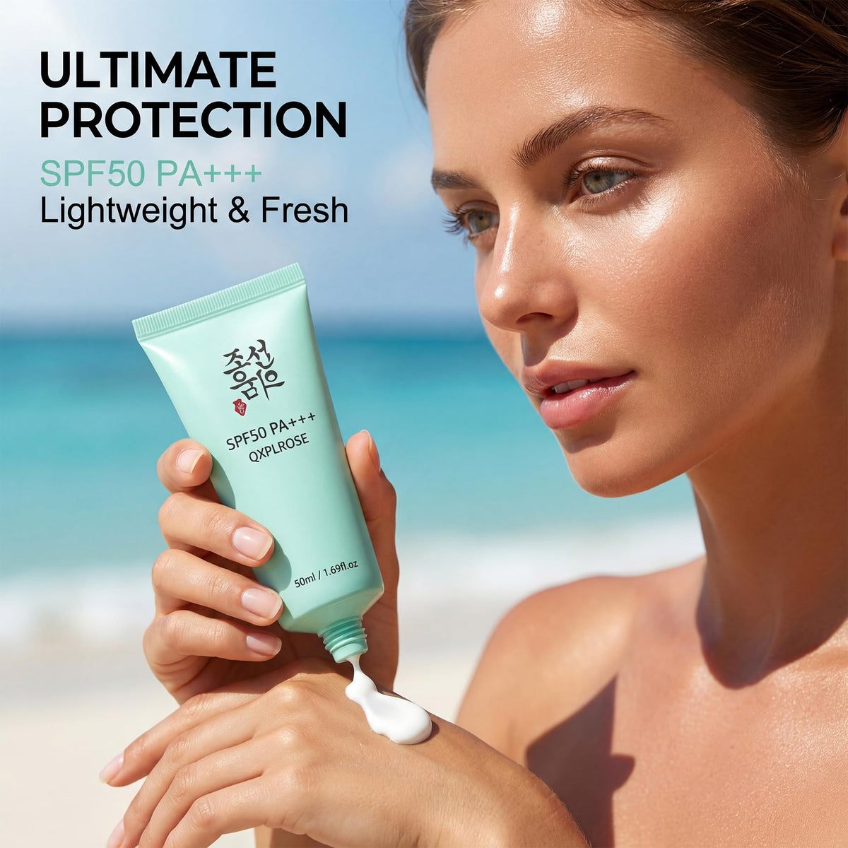 Generic sunscreen gel texture close-up illustrating lightweight hydrating feel