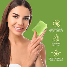 Generic tea tree soap label close-up highlighting ingredients and clarity benefit