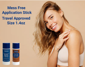 Generic brand balm stick in a travel bag demonstrating spill-free convenience
