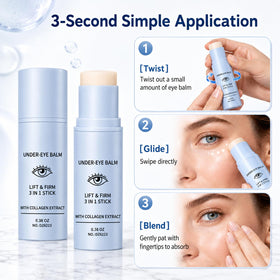 Generic under eye balm before and after scale showing visible smoothing effect