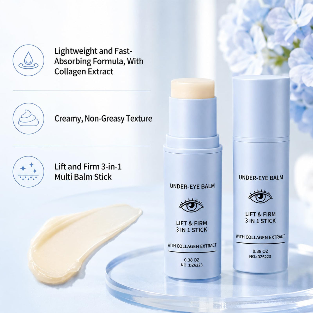Generic under eye balm dual pack layout demonstrating value and portability