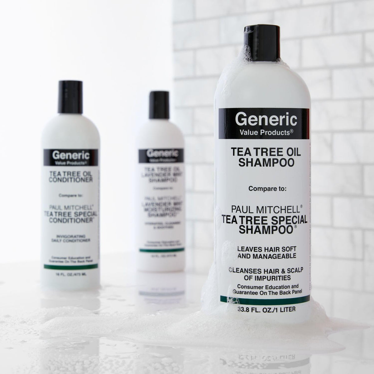 Generic Value Products after-wash hair showing smooth, shiny, manageable results