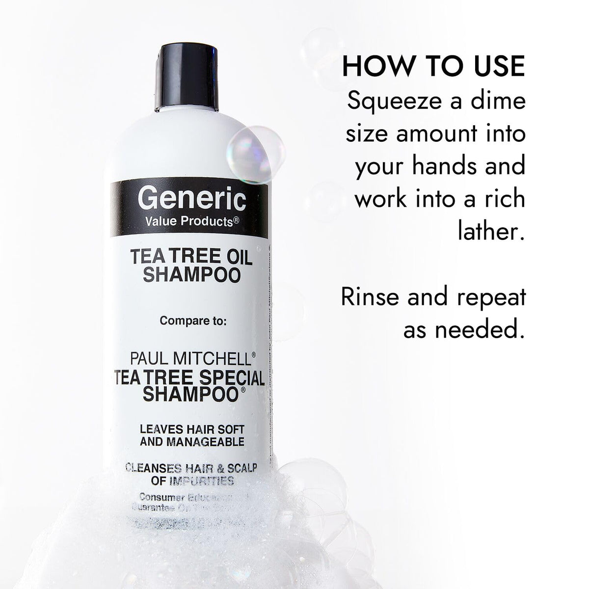 Generic Value Products in-shower use image showing scalp refresh and cooling benefit