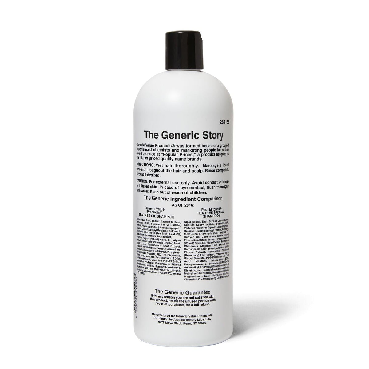Generic Value Products label close-up highlighting ingredients and benefits for clarity