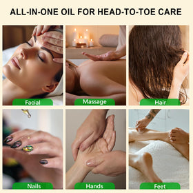 Generic Vitamin E oil massaged into scalp showing nourishment and reduced dryness benefit