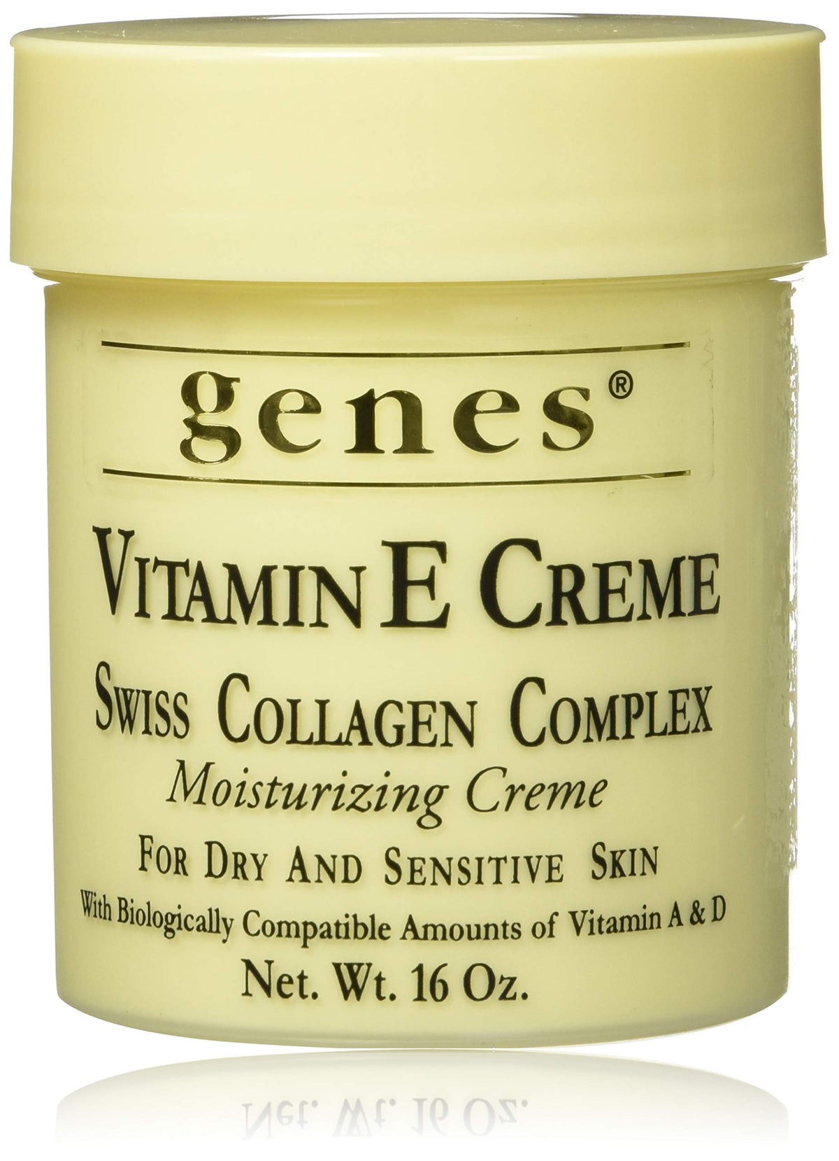 Genes jar front view showing label and 16 oz size, communicates trustworthy hydration