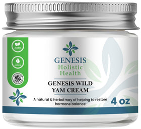 Genesis Holistic Health jar front view showing label and organic design benefits