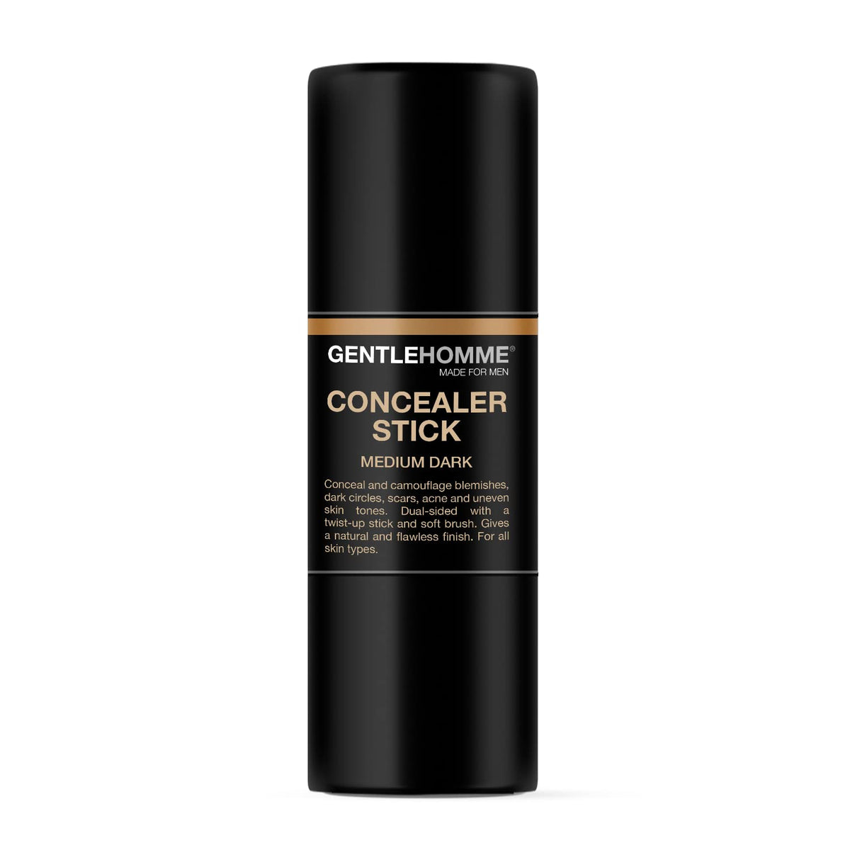 Gentlehomme concealer stick applied to under-eye area demonstrating targeted coverage benefit