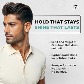 Gentlemen Republic styled slick-back demonstrating high hold and shine