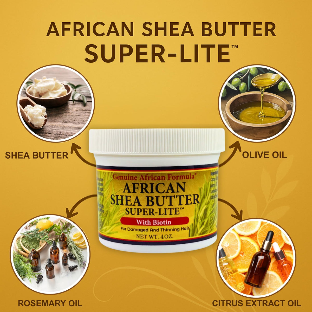Genuine African Formula ingredient label showcasing nourishing natural oils and butters