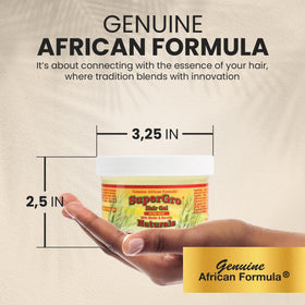 Genuine African Formula in salon setting on stylist station conveying professional performance benefit