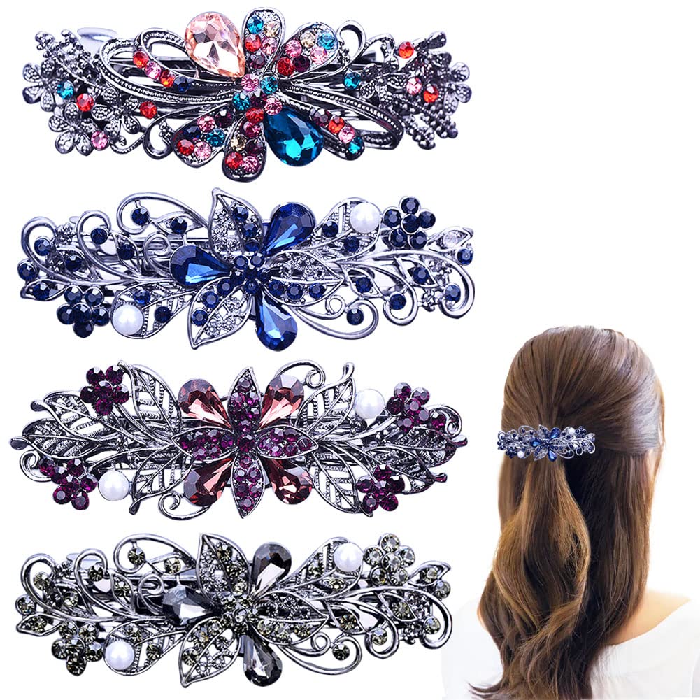 GeoGeoDIY front view of four barrettes showing colors and design, enhances outfit coordination
