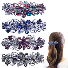 GeoGeoDIY front view of four barrettes showing colors and design, enhances outfit coordination
