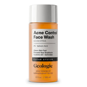 Geologie bottle front view showing clear acne control and benefits