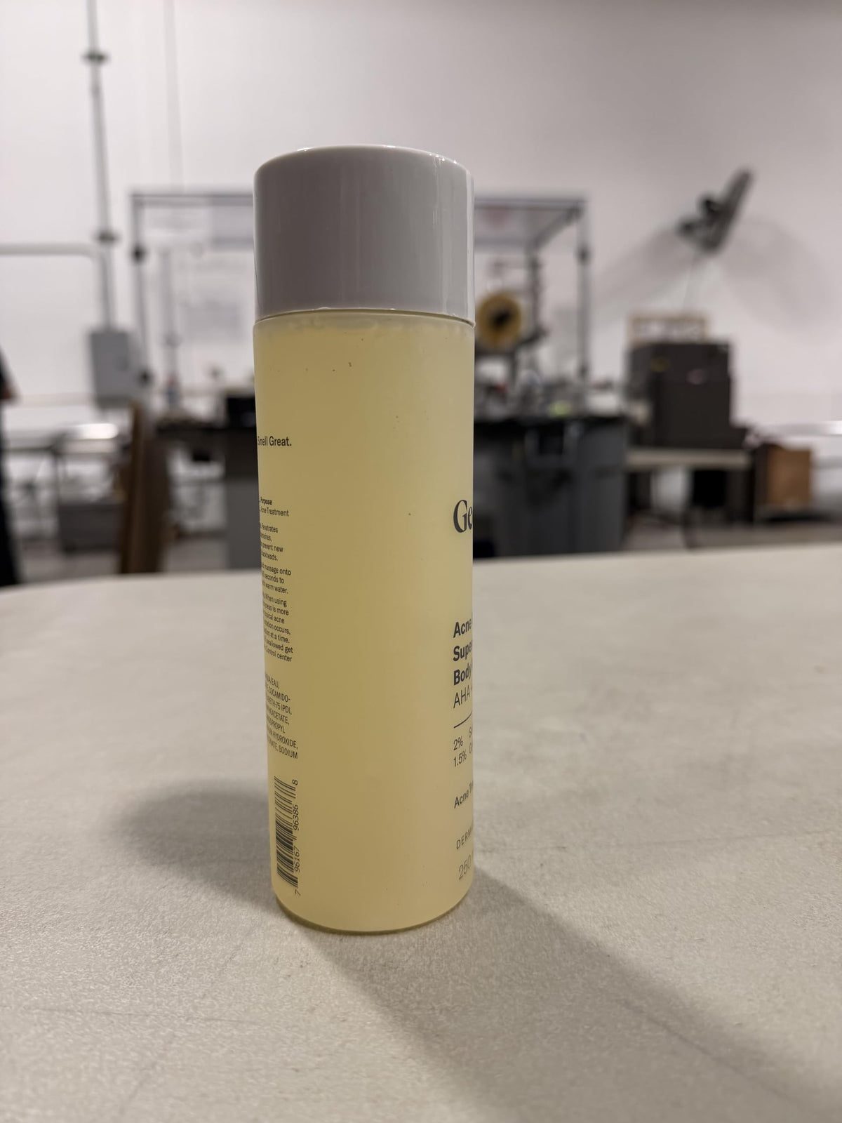 Geologie bottle on bathroom shelf showing sleek design and storage benefit