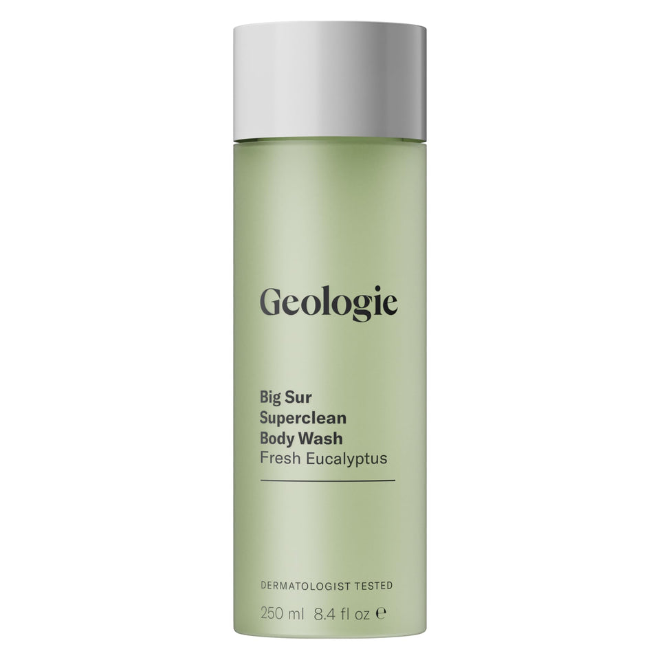 Geologie front bottle showing label and eucalyptus scent benefit