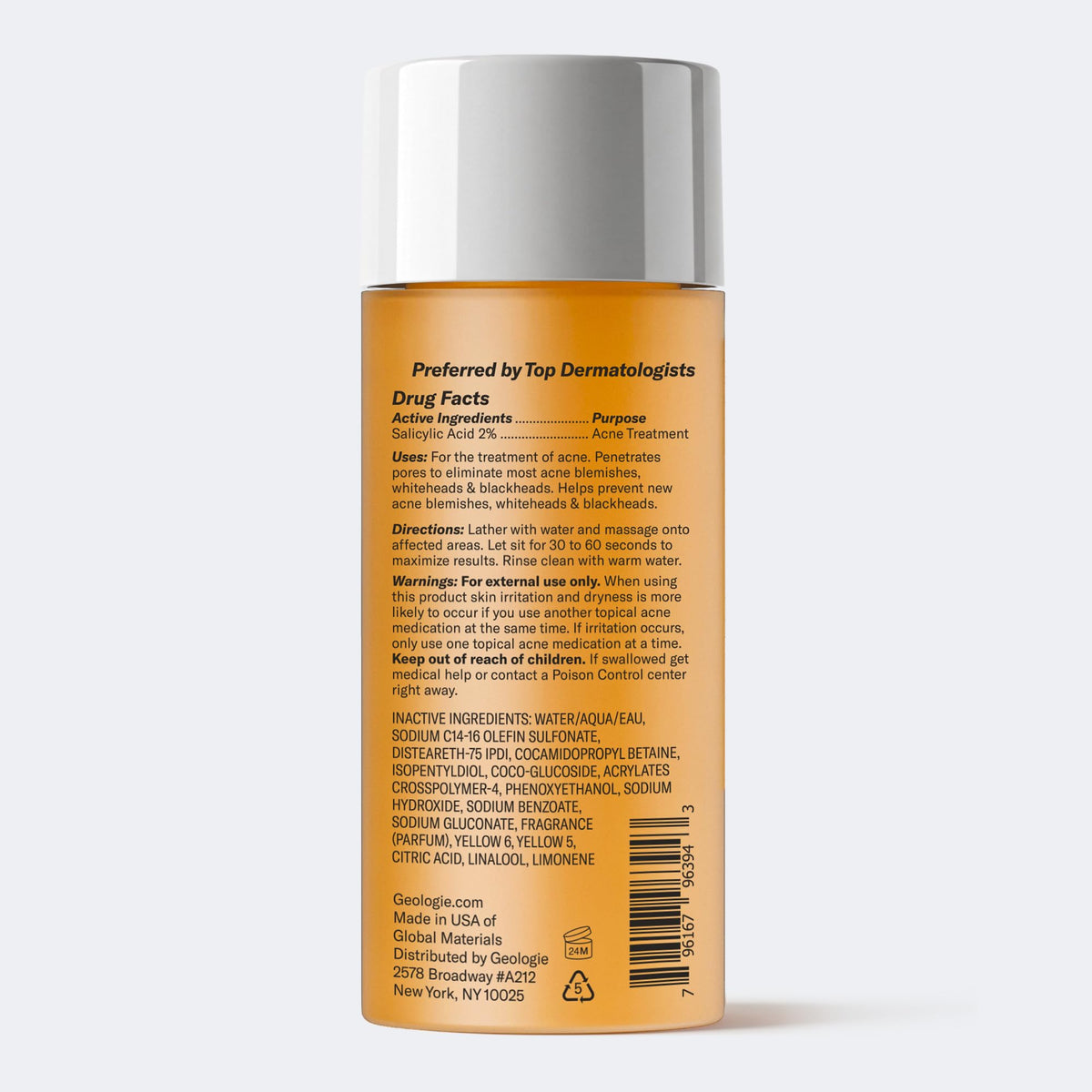 Geologie bottle on bathroom shelf showing daily routine convenience