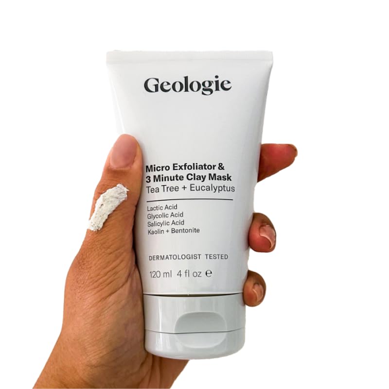 Geologie clay mask applied on face demonstrating 3-minute detox benefit and easy spreadability