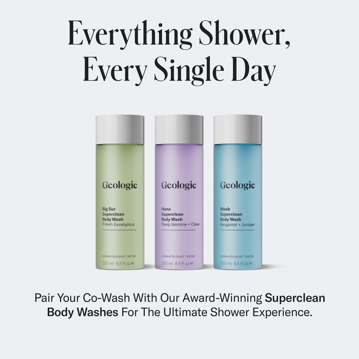 Geologie pouch on bathroom shelf in lifestyle setting showing minimalist grooming benefit