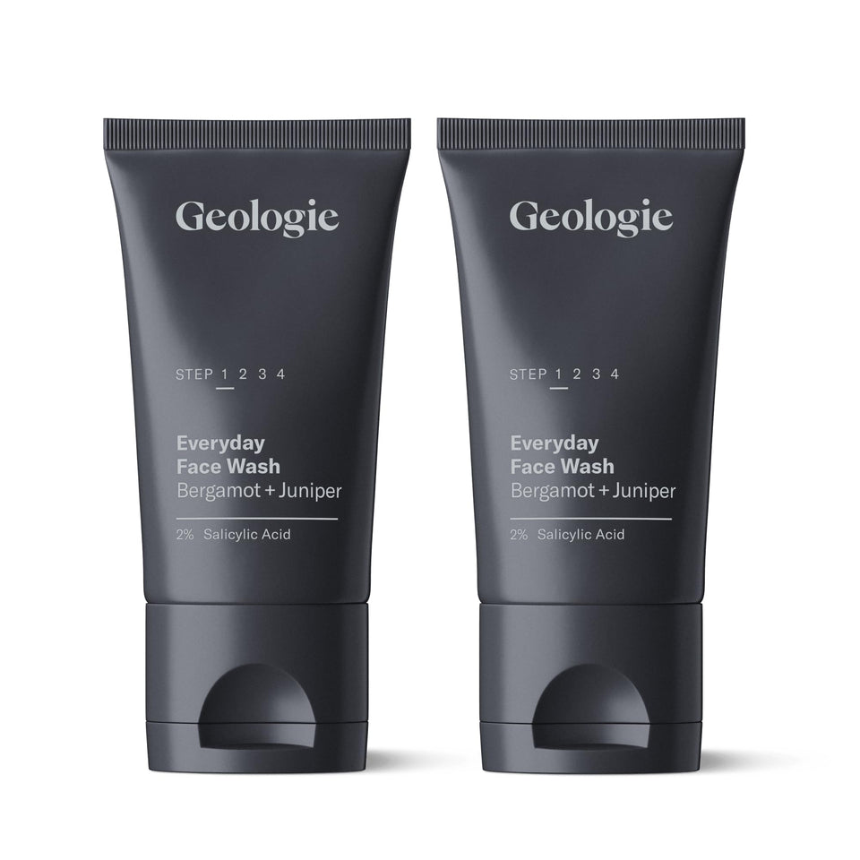 Geologie front view of two tubes showing packaging and bergamot scent benefits