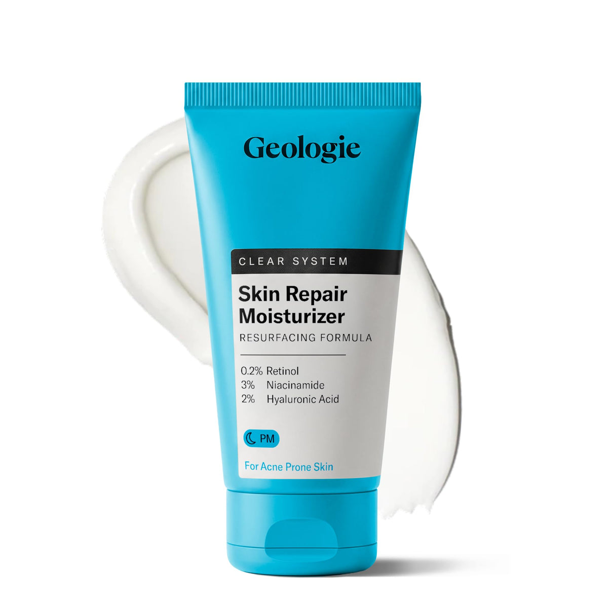 Geologie front packaging showing 60 mL tube and clear system benefits