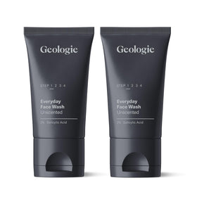 Geologie front packaging of unscented face wash showing tube benefits