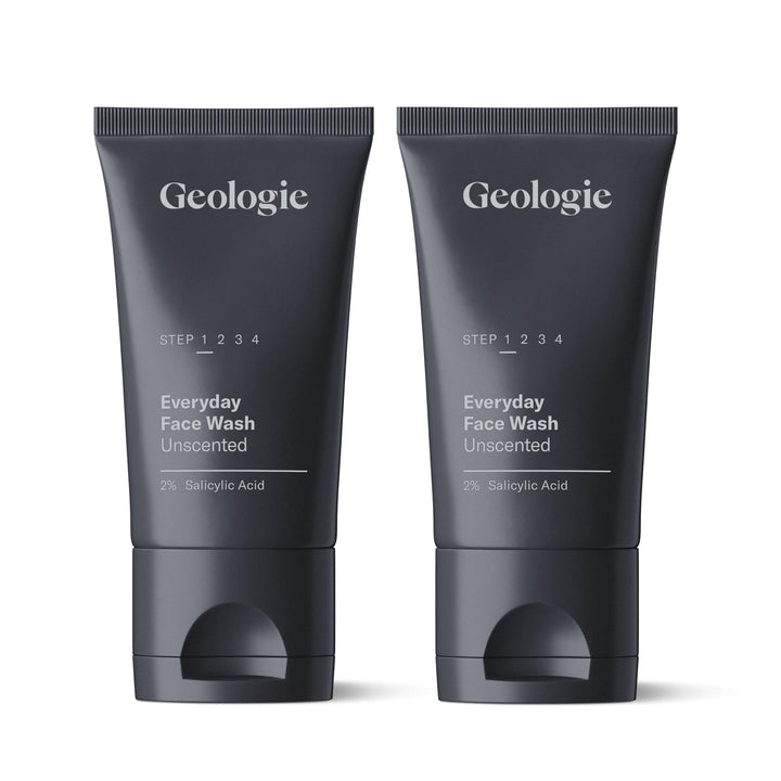 Geologie front packaging of unscented face wash showing tube benefits