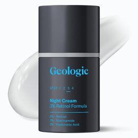Geologie front packaging showing sleek jar and product benefit